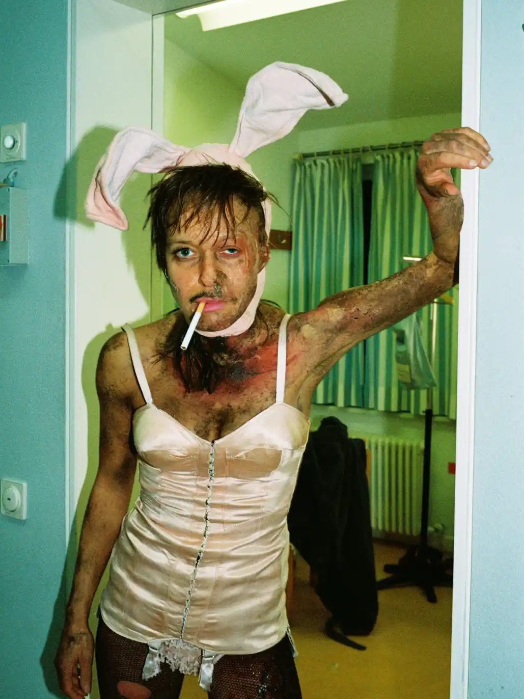 Munich Kammerspiele Backstage with Katharina Bach in a bunny costume at Der Sturm