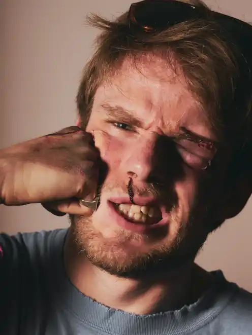 Arthur Becker in makeup at the Otto-Falckenberg-Schule