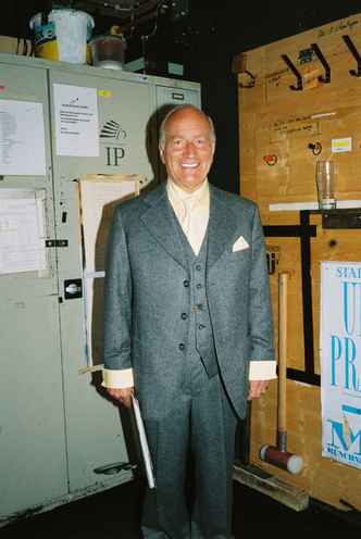 Munich Kammerspiele Backstage with Stefan Merki smiling into the camera at Doping