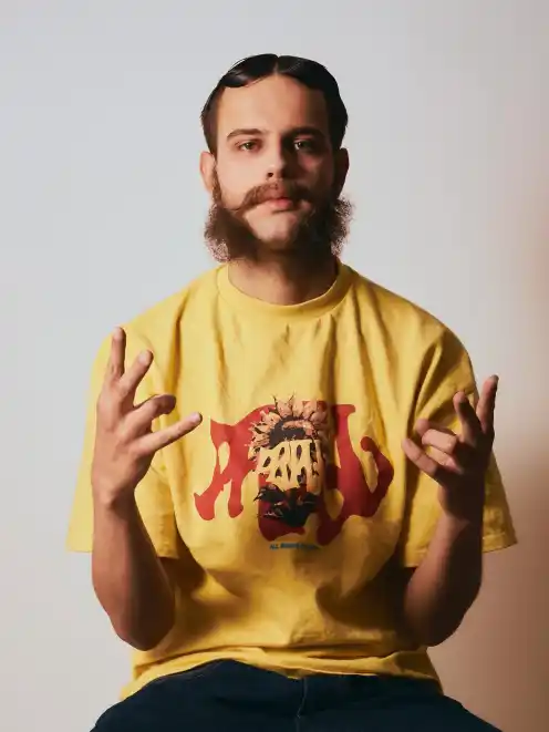Paul Fontheim with a fake beard at the Otto-Falckenberg-Schule